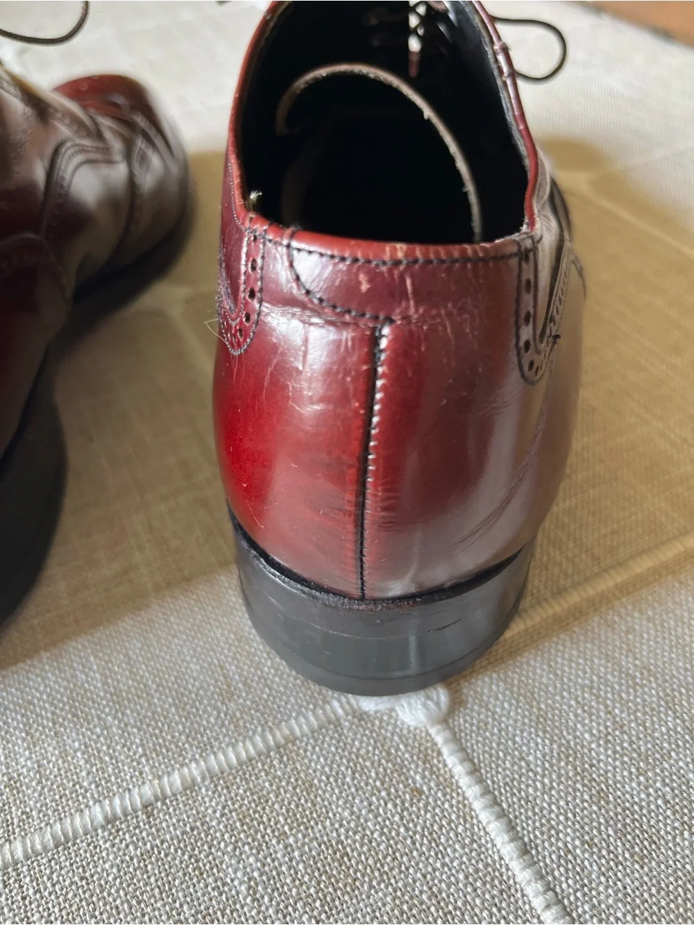 Men's Vintage Leather Dress Shoes 8.5 D Florsheim Wingtips Burgundy Brogue USA